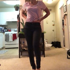 Black leather skinny jean with light snake print